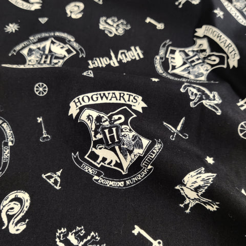 FS635_16 Harry Potter Hogwarts Crest | Fabric | Black, Children, Cotton, Crests, FS635, Harry Potter | Fabric Styles