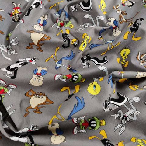 FS828_1 Looney Tunes Cotton | Fabric | Blue, Brand, Branded, Bugs, Bugs Bunney, Bunney, Children, Cotton, drape, Fabric, fashion fabric, hero, Kids, logo, Looney Tunes, making, Navy, Tazmania | Fabric Styles