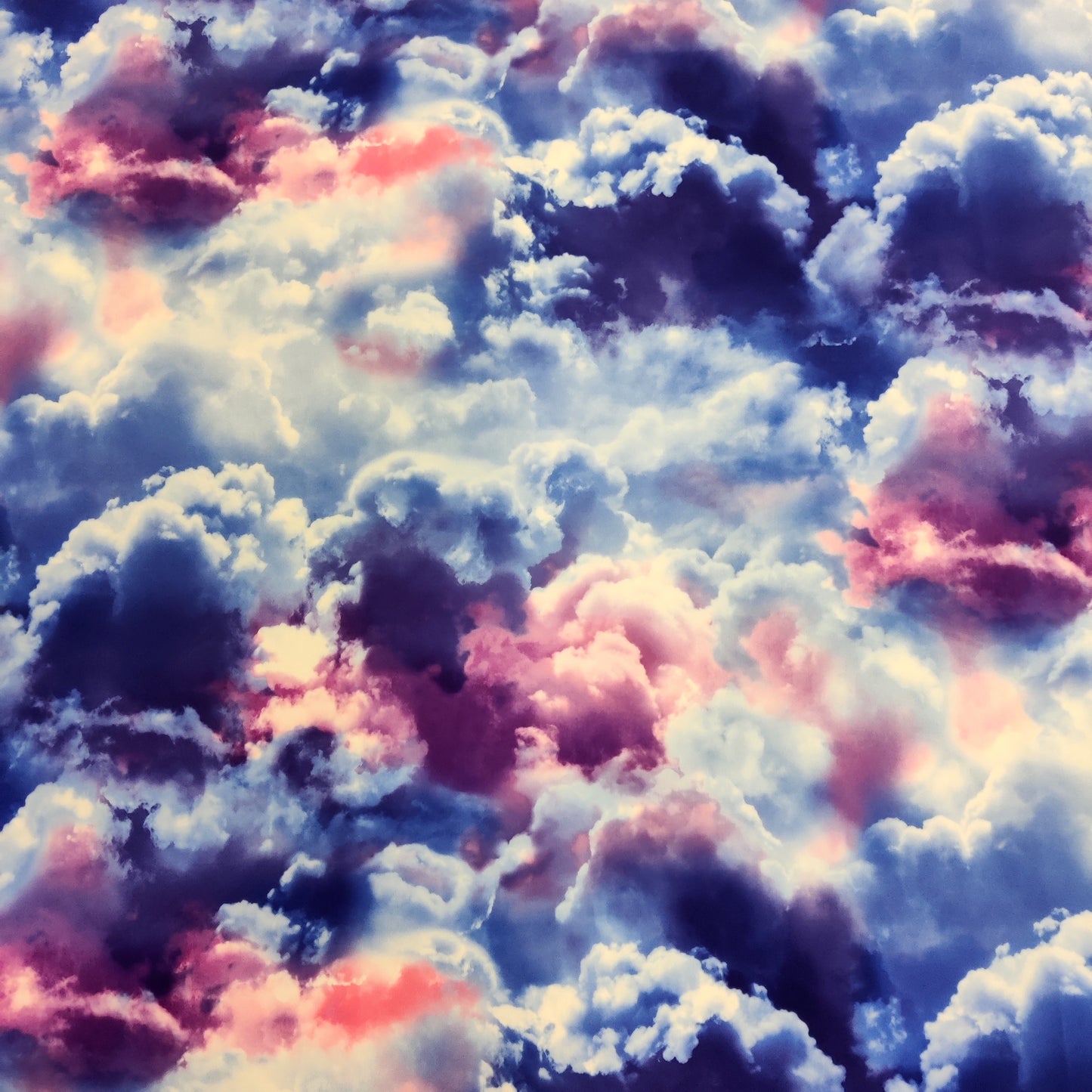FS113 Clouds Tie Dye Scuba Velvet & Spandex Stretch Knit Fabric Blue Purple Pink Black