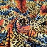 FS844 Animal Tiger Leopard Patch Velvet Stretch Knit Fabric Orange | Fabric | Animal, fabric, Gold, Leopard, Material, Orange, Tiger, Velour, Velvet, Zebra | Fabric Styles