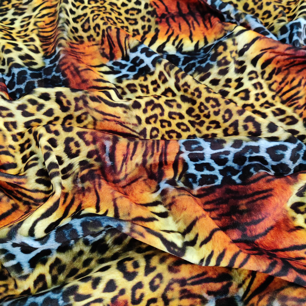 Spun Velvet Material Velour Cheetah Leopard Tiger Craft Dress Fabric 58  Meter