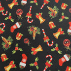 FS696 Candy Stick Spun Polyester Jersey Knit Stretch Fabric Black | Fabric | bauble, Baubles, Black, Candy Cane, Candy Stick, Christmas, christmas tree, Fabric, Gingerbread, Gold, Sale, Santa, Spun Polyester, Spun Polyester Elastane, Star, xmas | Fabric Styles