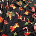 FS696 Candy Stick Spun Polyester Jersey Knit Stretch Fabric Black | Fabric | bauble, Baubles, Black, Candy Cane, Candy Stick, Christmas, christmas tree, Fabric, Gingerbread, Gold, Sale, Santa, Spun Polyester, Spun Polyester Elastane, Star, xmas | Fabric Styles