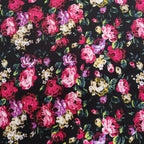 FS821 Floral | Fabric | Black, drape, Fabric, fashion fabric, Floral, jersey, making, Orange, Purple, Scuba, sewing, stretch, Stretchy | Fabric Styles