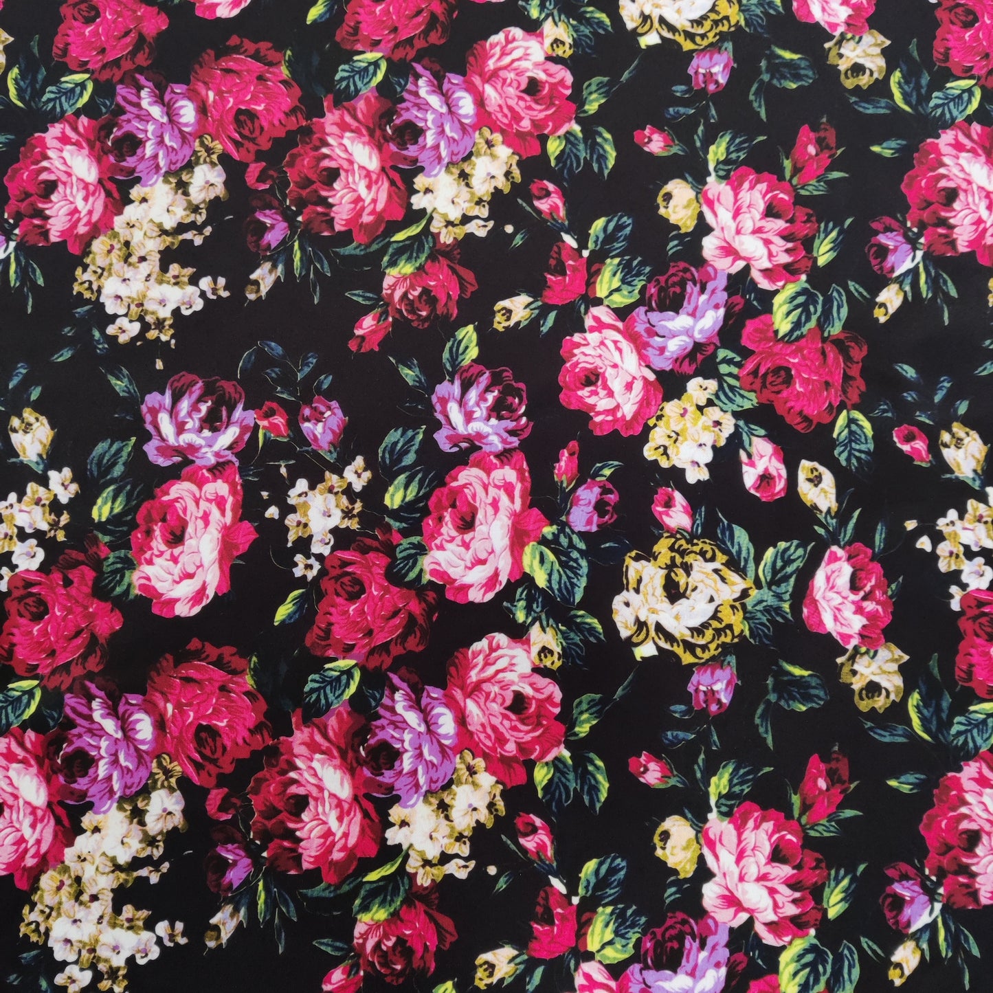 FS821 Floral | Fabric | Black, drape, Fabric, fashion fabric, Floral, jersey, making, Orange, Purple, Scuba, sewing, stretch, Stretchy | Fabric Styles