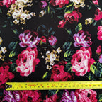 FS821 Floral | Fabric | Black, drape, Fabric, fashion fabric, Floral, jersey, making, Orange, Purple, Scuba, sewing, stretch, Stretchy | Fabric Styles