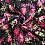 FS821 Floral | Fabric | Black, drape, Fabric, fashion fabric, Floral, jersey, making, Orange, Purple, Scuba, sewing, stretch, Stretchy | Fabric Styles