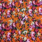FS821 Floral | Fabric | Black, drape, Fabric, fashion fabric, Floral, jersey, making, Orange, Purple, Scuba, sewing, stretch, Stretchy | Fabric Styles
