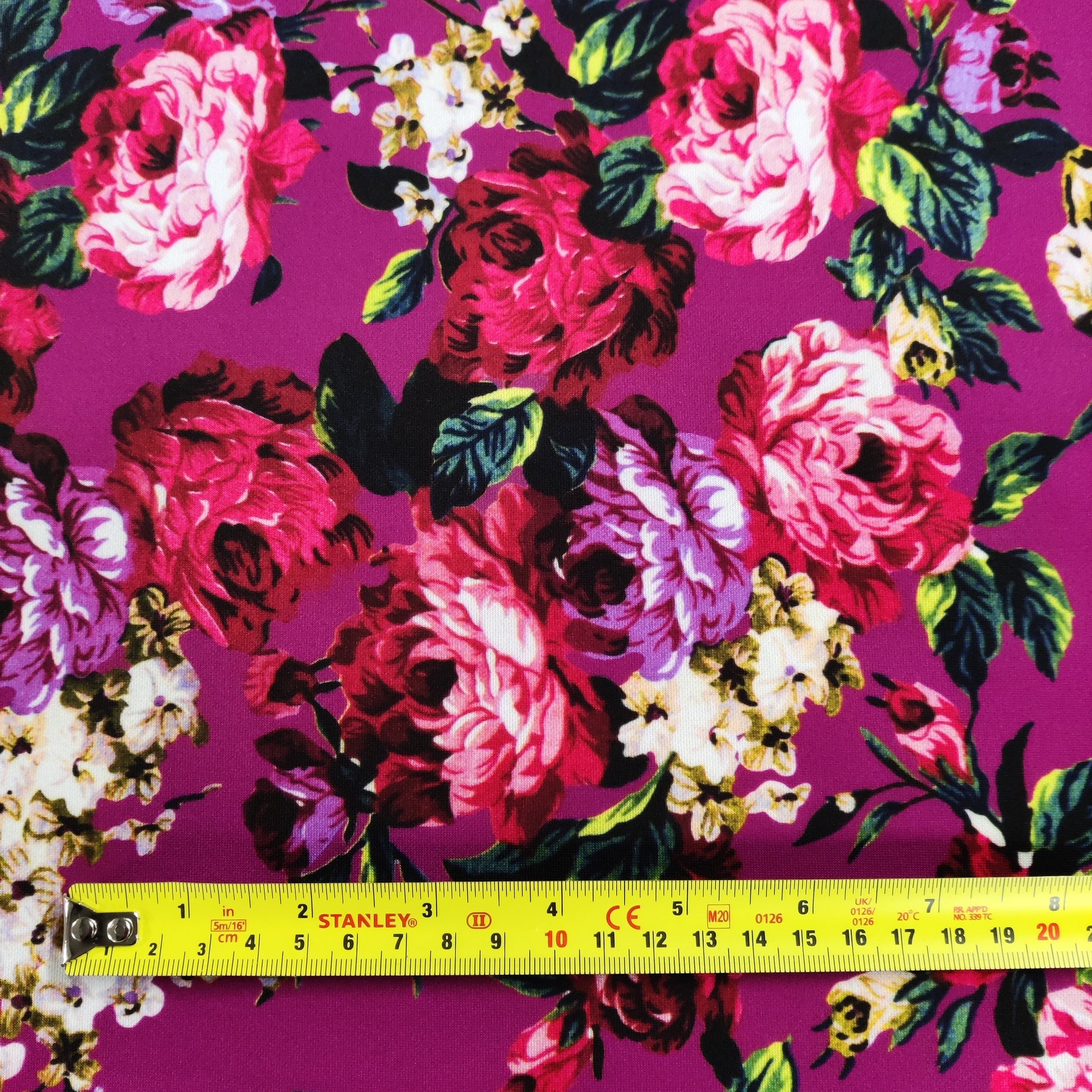 FS821 Floral | Fabric | Black, drape, Fabric, fashion fabric, Floral, jersey, making, Orange, Purple, Scuba, sewing, stretch, Stretchy | Fabric Styles