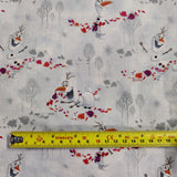 FS763_3 Disney Frozen Olaf Cotton | Fabric | blue, Brand, Branded, Children, Cotton, Disney, drape, elsa, Fabric, fashion fabric, frozen, Frozen 2, Kids, Light blue, making, olaf, sewing, Skirt, Snow, Snowflakes, snowman, XMAS | Fabric Styles