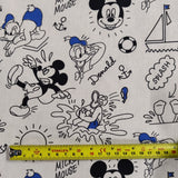 FS766_1 Disney Mickey & Donald | Fabric | blue, Brand, Branded, Children, Cotton, Denim, Disney, Donald, drape, Fabric, fashion fabric, Kids, Light blue, making, Mermaid, Mickey, Minnie, Mouse, Pink, sewing, Skirt | Fabric Styles