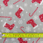FS733 Christmas Stocking Poly Cotton Fabric Silver | Fabric | Christmas, Christmas polycotton, drape, Fabric, fashion fabric, making, Poly, Poly Cotton, polycotton, Sale, sewing, Skirt, snowflake, snowflakes, stocking, Xmas | Fabric Styles