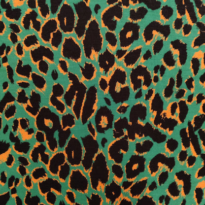 FS872_1 Green & Grey Leopard | Fabric | Animal, Animals, drape, Fabric, fashion fabric, Green, Grey, Leopard, Leopards, Sale, sewing, spun poly, Spun Polyester, Spun Polyester Elastane, Stretchy | Fabric Styles