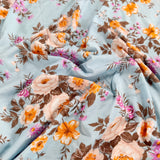 FS670 Blue Floral | Fabric | drape, Fabric, fashion fabric, Floral, jersey, limited, making, SALE, sewing, spun polyester, Spun Polyester Elastane, stretch, Stretchy, Tropical | Fabric Styles