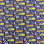 FS771_1 Train Track Poly Cotton Fabric Navy | Fabric | Children, Colourful, drape, Fabric, fashion fabric, FS771, Green, Kids, making, Navy, Poly, Poly Cotton, Sale, sewing, Skirt, Train Track, Unicorn, White | Fabric Styles