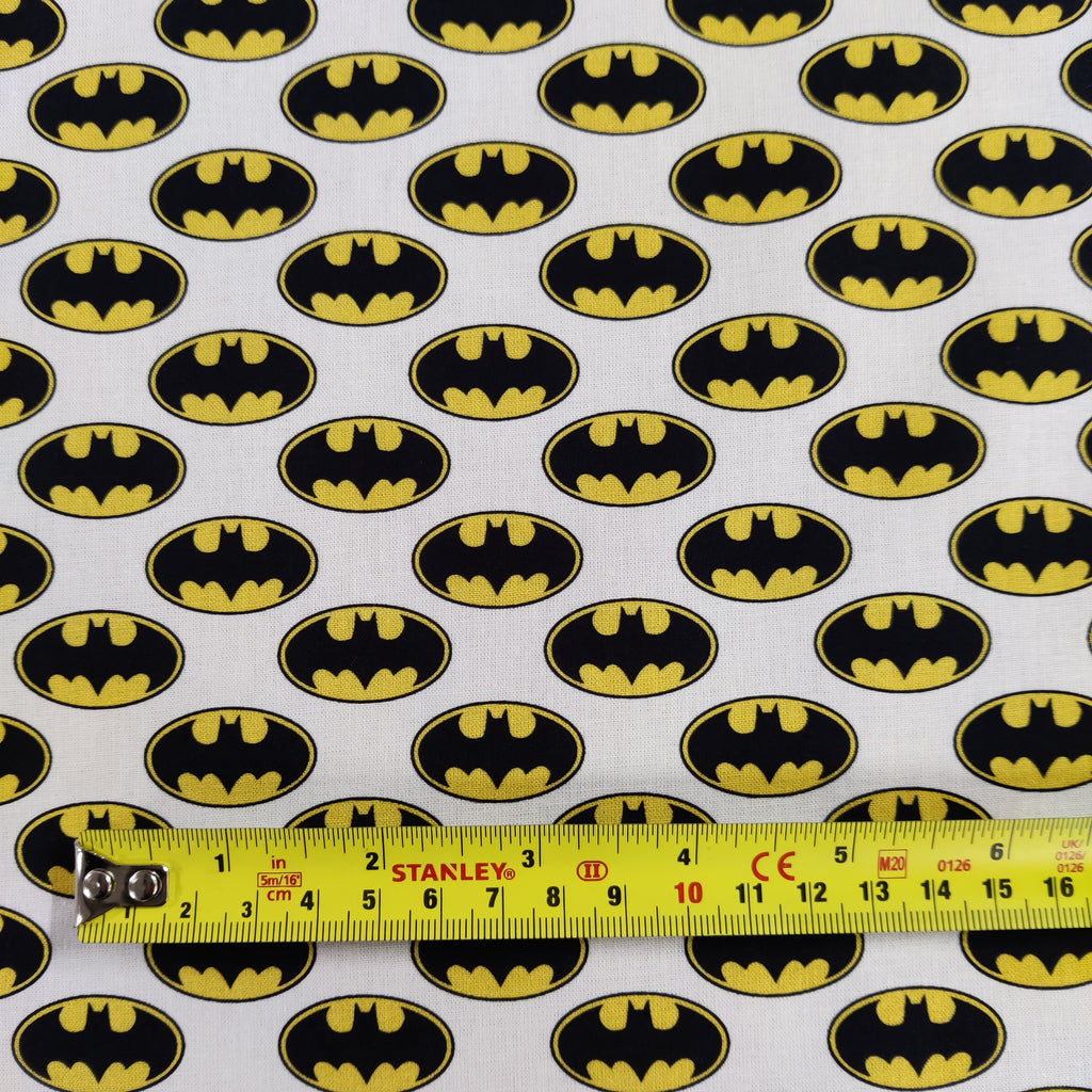 FS636_7 Batman Classic Badge Cotton | Fabric | Batman, Blue, Brand, Branded, Children, comic, comics, Cotton, Cotton SALE, dc, drape, Fabric, fashion fabric, hero, Kids, Light blue, logo, making, Pencil, superhero | Fabric Styles