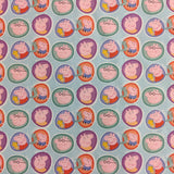 FS891_1 Peppa Pig Family Cotton | Fabric | Animal, Bob, Brand, Branded, Cartoon, Cartoon Network, Children, comic, comics, Cotton, Fabric, fashion fabric, George, hero, Kids, Light blue, logo, making, Mama Pig, Pappa, Pappa Pig, Peppa, Peppa Pig, Pig, Poppa Pig | Fabric Styles