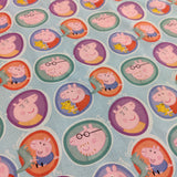 FS891_1 Peppa Pig Family Cotton | Fabric | Animal, Bob, Brand, Branded, Cartoon, Cartoon Network, Children, comic, comics, Cotton, Fabric, fashion fabric, George, hero, Kids, Light blue, logo, making, Mama Pig, Pappa, Pappa Pig, Peppa, Peppa Pig, Pig, Poppa Pig | Fabric Styles