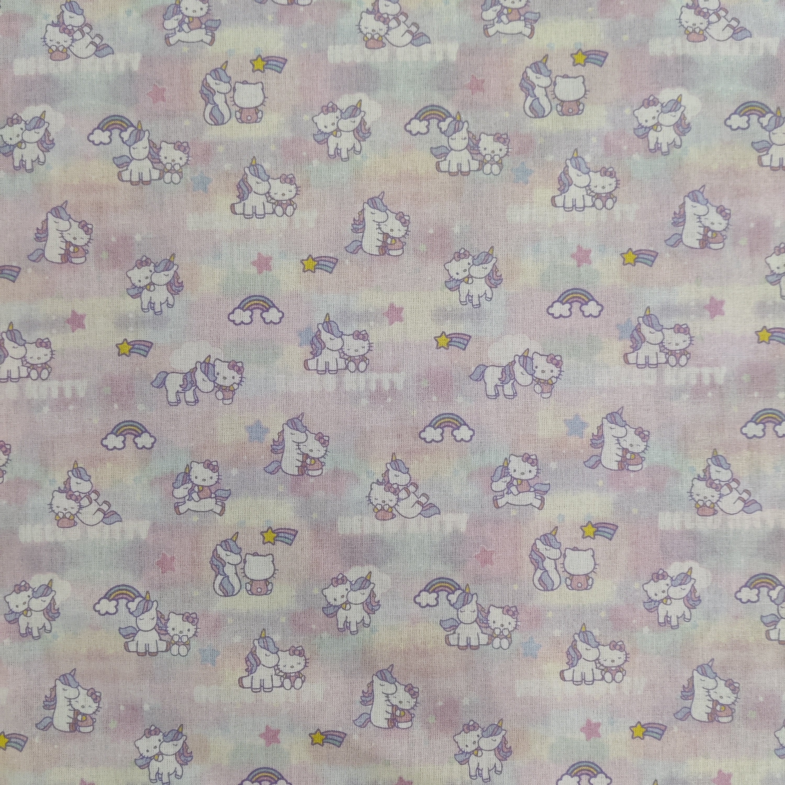 FS892_3 Hello Kitty Candy Floss Cotton | Fabric | Animal, Baby, Baby Pink, Brand, Branded, Candy Floss, Candyfloss, Cartoon, Children, comic, comics, Cotton, Fabric, fashion fabric, George, Hello, Hello Kitty, hero, Kawaii, Kids, Kitty, Light blue, logo, making, Rainbow, Rainbows | Fabric Styles