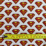 FS639_2 Superman Classic Badge | Fabric | Blue, Brand, Branded, Children, comic, comics, Cotton, Cotton SALE, dc, drape, Fabric, fashion fabric, hero, Kids, Light blue, logo, making, man, Navy, super, superhero, Superman, White | Fabric Styles