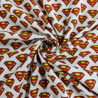 FS639_2 Superman Classic Badge | Fabric | Blue, Brand, Branded, Children, comic, comics, Cotton, Cotton SALE, dc, drape, Fabric, fashion fabric, hero, Kids, Light blue, logo, making, man, Navy, super, superhero, Superman, White | Fabric Styles