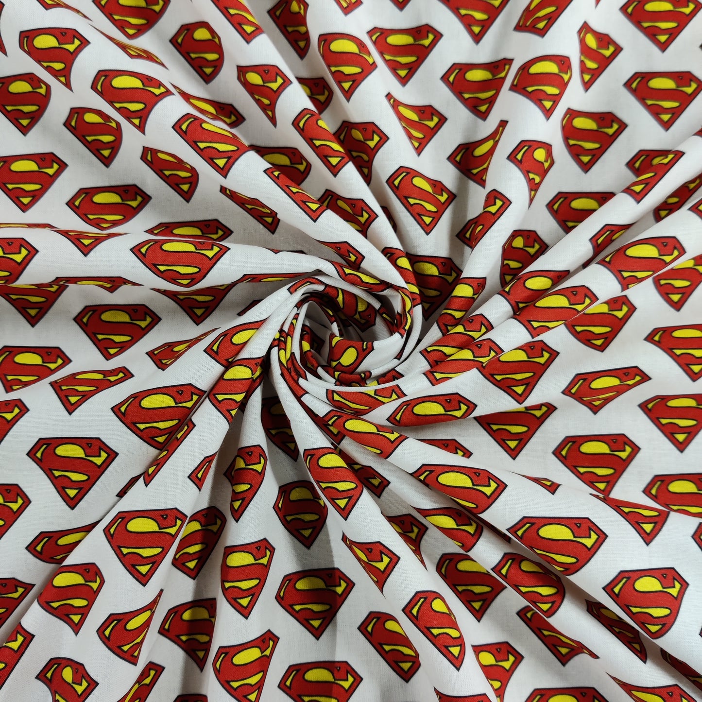 FS639_2 Superman Classic Badge | Fabric | Blue, Brand, Branded, Children, comic, comics, Cotton, Cotton SALE, dc, drape, Fabric, fashion fabric, hero, Kids, Light blue, logo, making, man, Navy, super, superhero, Superman, White | Fabric Styles