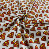 FS639_2 Superman Classic Badge | Fabric | Blue, Brand, Branded, Children, comic, comics, Cotton, Cotton SALE, dc, drape, Fabric, fashion fabric, hero, Kids, Light blue, logo, making, man, Navy, super, superhero, Superman, White | Fabric Styles