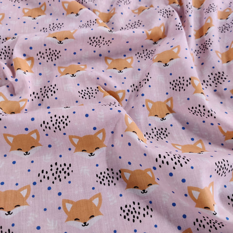 FS883_2 Blushing Foxes Polycotton | Fabric | Blushing, Children, Fabric, fashion fabric, Fox, Foxes, Kid, Kids, making, Poly, Poly Cotton, Sale, sewing, White | Fabric Styles