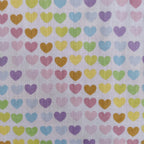 FS886 Pastel Rainbow Hearts Polycotton | Fabric | Children, Fabric, fashion fabric, Kid, Kids, making, Multicolour, Poly, Poly Cotton, Rainbow, Sale, sewing, Skirt, White | Fabric Styles