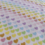 FS886 Pastel Rainbow Hearts Polycotton | Fabric | Children, Fabric, fashion fabric, Kid, Kids, making, Multicolour, Poly, Poly Cotton, Rainbow, Sale, sewing, Skirt, White | Fabric Styles