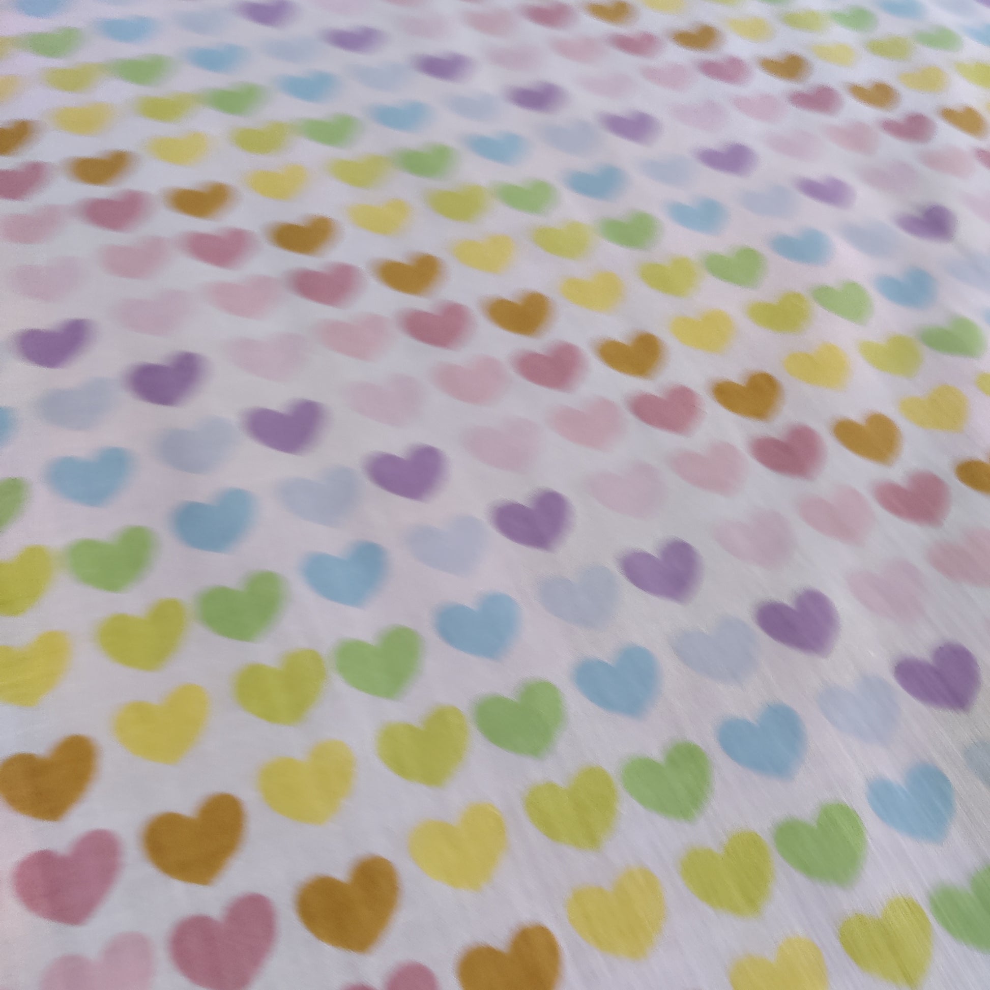 FS886 Pastel Rainbow Hearts Polycotton | Fabric | Children, Fabric, fashion fabric, Kid, Kids, making, Multicolour, Poly, Poly Cotton, Rainbow, Sale, sewing, Skirt, White | Fabric Styles