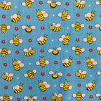 FS884 Bees Polycotton | Fabric | Animal, Bees, Children, Fabric, fashion fabric, Fox, Kid, Kids, making, Poly, Poly Cotton, Sale, sewing, Skirt, White | Fabric Styles