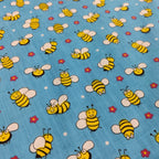 FS884 Bees Polycotton | Fabric | Animal, Bees, Children, Fabric, fashion fabric, Fox, Kid, Kids, making, Poly, Poly Cotton, Sale, sewing, Skirt, White | Fabric Styles