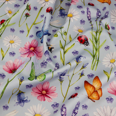 FS998 Wild Flowers | Fabric | bugs, butterfly, daisy, fabric, ladybird, lavendar, scuba, spring, summer | Fabric Styles