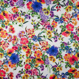 FS899 White Floral | Fabric | Fabric, fashion fabric, Floral, jersey, Purple, Sale, scuba, sewing, stretch, White | Fabric Styles