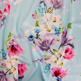 FS577_1 Tulie Floral | Fabric | drape, elastane, Fabric, fashion fabric, Floral, Flower, Flowers, jersey, making, Pink, Polyester, purple, Scuba, sewing, Stretchy, Watercolor, Watercolour | Fabric Styles