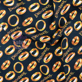 FS982_5 Lord The Of The Rings Tossed Black - Cotton | Fabric | Book, Brand, Branded, Characters, Children, comics, Cotton, Fabric, fashion fabric, Logo, Lord, Lord of the Rings, making, Movie, Ring, Rings | Fabric Styles