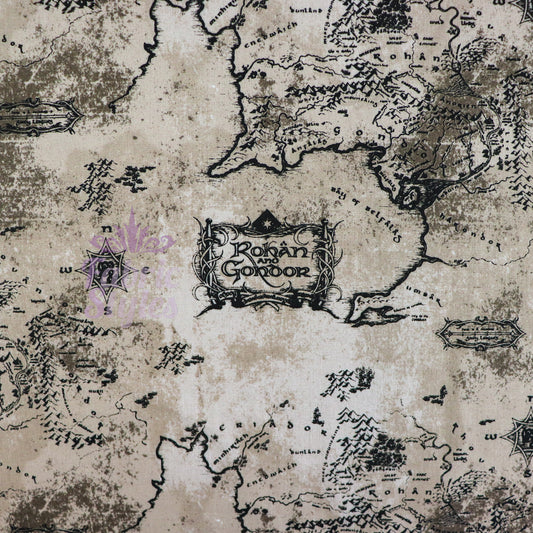 FS982_4 Lord The Of The Rings Middle Earth Map - Cotton | Fabric | Book, Brand, Branded, Characters, Children, comics, Cotton, Fabric, fashion fabric, Limited, Logo, Lord, Lord of the Rings, making, Movie, Ring, Rings | Fabric Styles