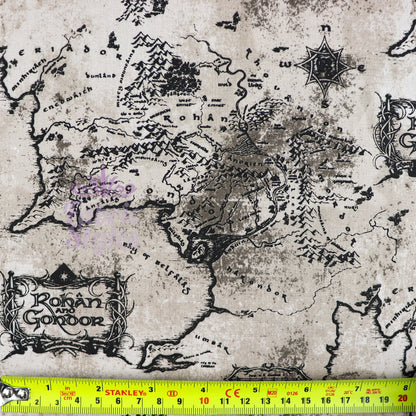 FS982_4 Lord The Of The Rings Middle Earth Map - Cotton | Fabric | Book, Brand, Branded, Characters, Children, comics, Cotton, Fabric, fashion fabric, Limited, Logo, Lord, Lord of the Rings, making, Movie, Ring, Rings | Fabric Styles