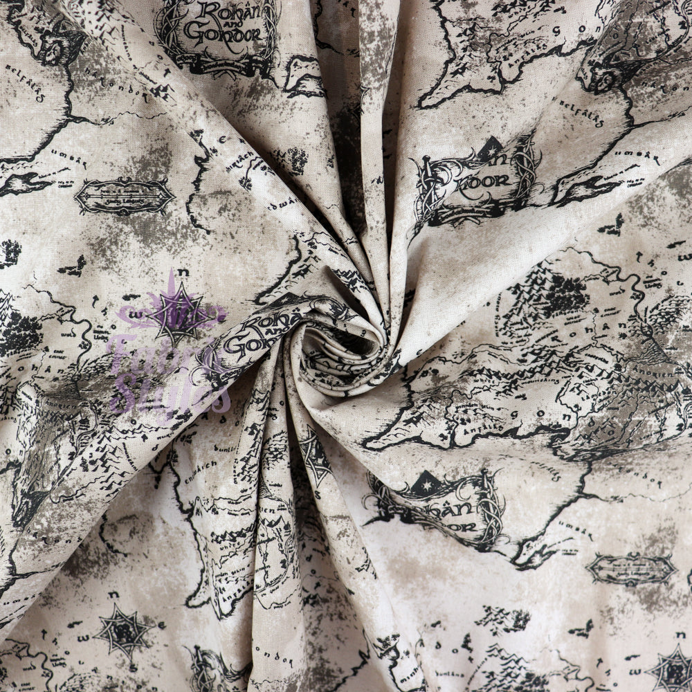 FS982_4 Lord The Of The Rings Middle Earth Map - Cotton | Fabric | Book, Brand, Branded, Characters, Children, comics, Cotton, Fabric, fashion fabric, Limited, Logo, Lord, Lord of the Rings, making, Movie, Ring, Rings | Fabric Styles