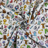 FS1079 Animals Alphabet Cotton Fabric White | Fabric | Alphabet, Animals, children, Cotton, drape, Fabric, fashion fabric, Kids, Lemon, making, sewing, Skirt | Fabric Styles