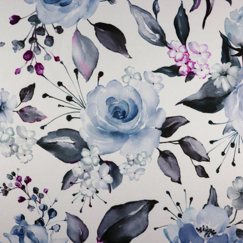 FS999_3 Blue Botanic Floral | Fabric | blue, fabric, floral, FS426, FS999, Peony, roses, scuba | Fabric Styles