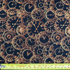 FS659 Steampunk Clocks Cotton Fabric Black | Fabric | blue, celebration, children's, Cotton, Fabric, fashion fabric, kids, sewing | Fabric Styles