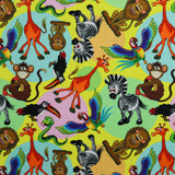 FS1109 Jungle Animals Cotton Fabric | Fabric | Animals, Bird, Birds, Children, children's, Chilling, Cotton, Cuties, drape, Fabric, fashion fabric, Giraffe, Jungle, Kids, Limited, Lion, making, Monstor, Monstors, Parrot, Rainbow, Scare, Scary, sewing, Skirt, Skull, Snake, Snakes, Squad, Zebra | Fabric Styles