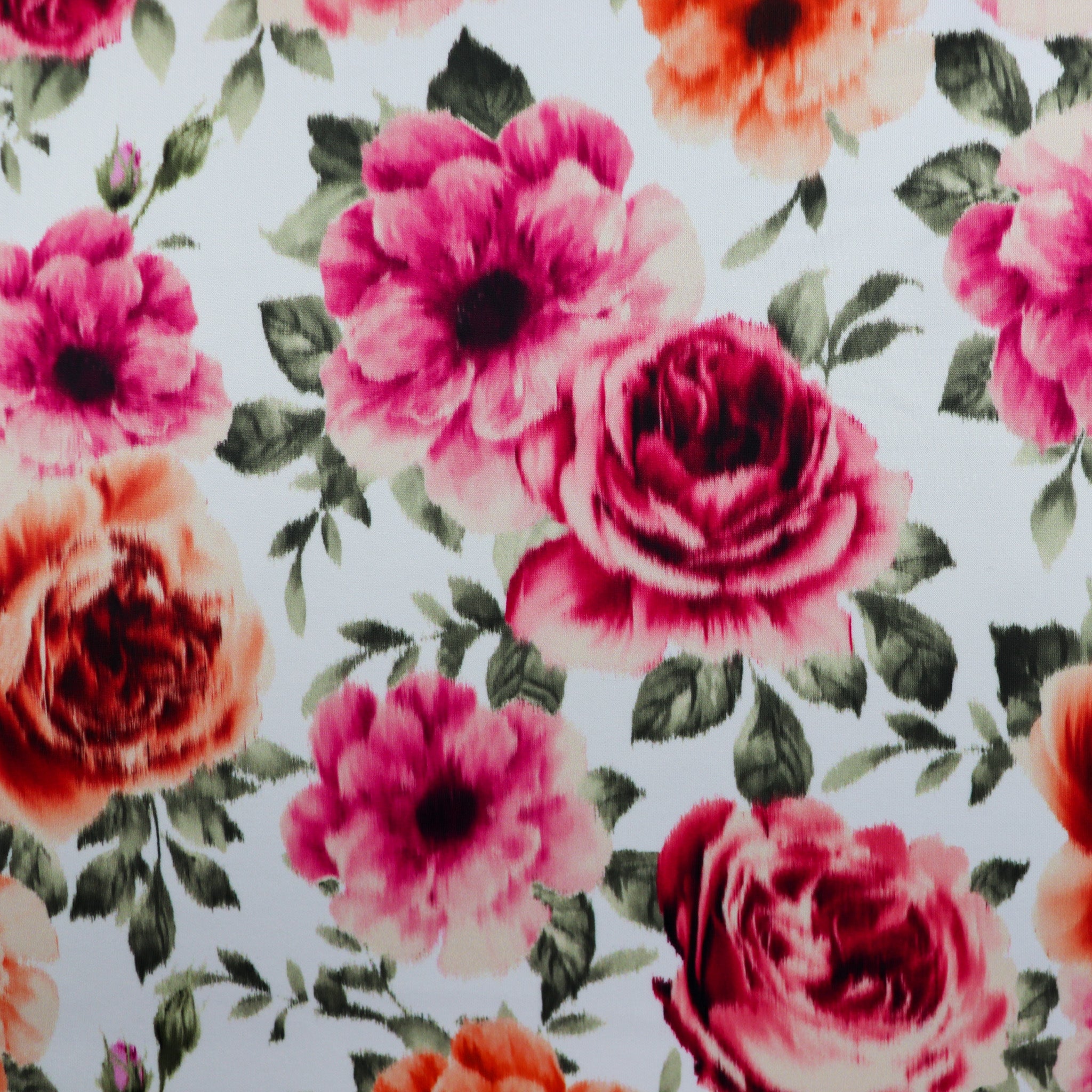 FS1136 Pink Buttercup Floral Scuba Fabric | Fabric | black, fabric, fashion, fashion fabric, floral, Flower, flowers, petals, scuba, scuba fabric, Stretch, Stretchy | Fabric Styles
