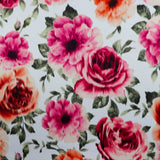 FS1136 Pink Buttercup Floral Scuba Fabric | Fabric | black, fabric, fashion, fashion fabric, floral, Flower, flowers, petals, scuba, scuba fabric, Stretch, Stretchy | Fabric Styles