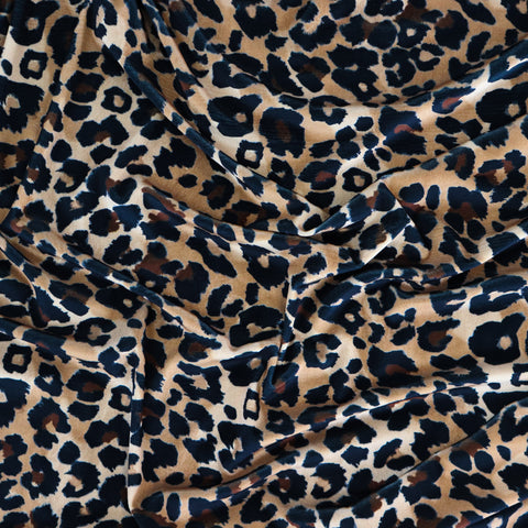 FS1129 Brown Mix Leopard Spots Velvet Stretch Knit Fabric | Fabric | Animal, brown, fabric, Leopard, Velour, Velvet | Fabric Styles