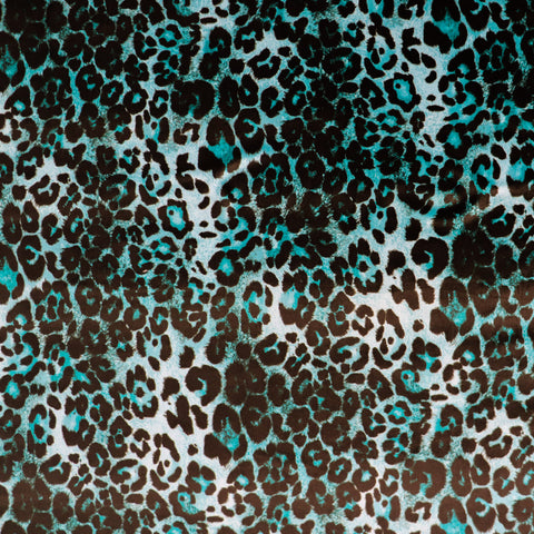 FS1131 Teal Leopard Velvet Stretch Knit Fabric | Fabric | Animal, blue, fabric, Leopard, teal, Velour, Velvet | Fabric Styles