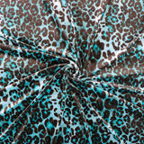 FS1131 Teal Leopard Velvet Stretch Knit Fabric | Fabric | Animal, blue, fabric, Leopard, teal, Velour, Velvet | Fabric Styles