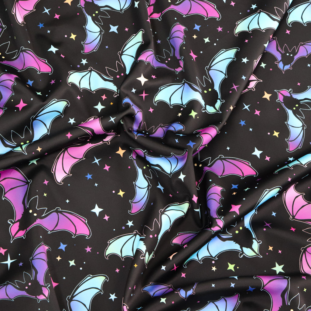 FS1124 Spooky Bats Tie Dye Scuba Jersey Stretch | Fabric | Bats, black, halloween, New, scuba, Spooky | Fabric Styles